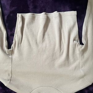 Cream Ribbed Long Sleeve Top